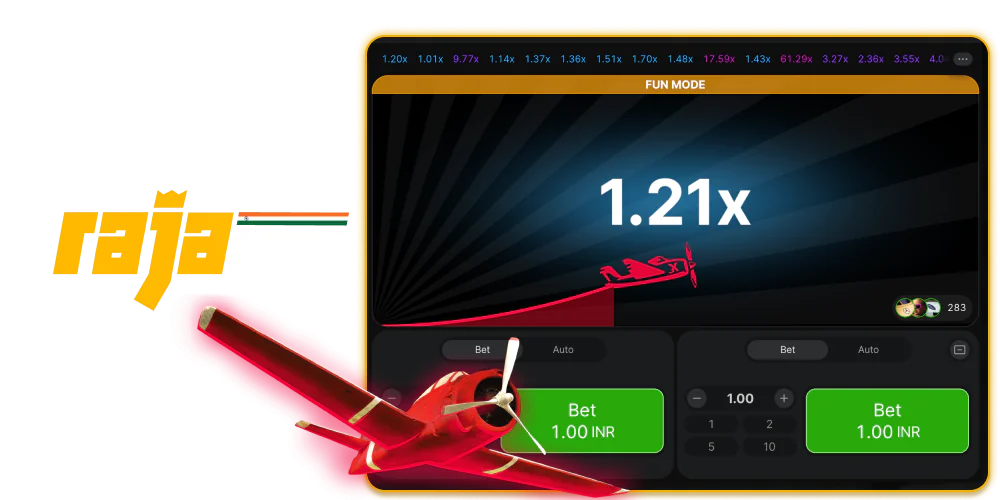 Aviator game crash on Rajabets website in India